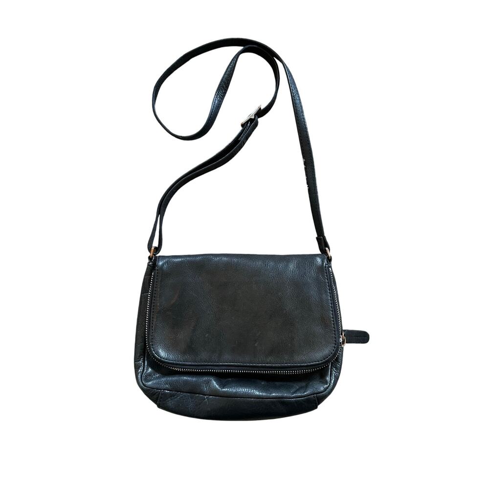 Margot New York Super Soft leather purse handbag bag crossbody zipper black gift